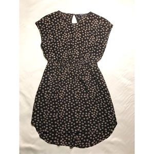 Madewell Silk Floral Dress 4 black w/ tan flowers